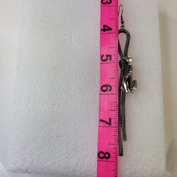 Long Dangling Black Earrings - Picture 5 of 5